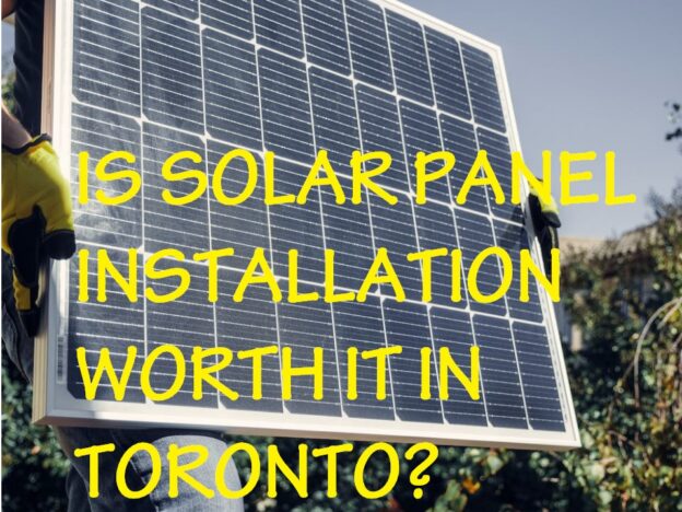 Toronto solar panel installation text over image of solar panel